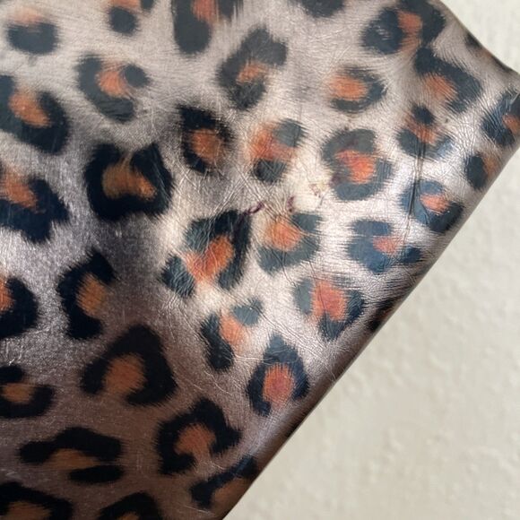 Leopard Cheetah Print Vinyl Clutch Wallet Double Kisslock & Magnetic Purse Retro - Picture 15 of 16